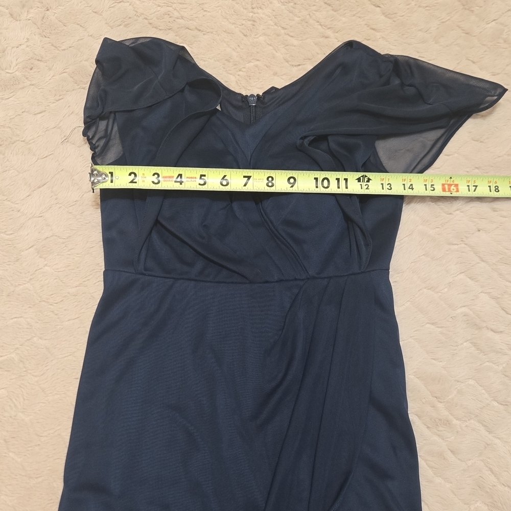 Azazie Navy Blue Waverly Stretch Cocktail Elegant Formal Dress, Size A 4 - Picture 4 of 8